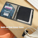 iPad Organizer Portfolio Case with Clipboard, 3-Ring Binder Padfolio File Folder with Rotating Cover Case for iPad Air / iPad Pro