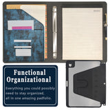 iPad Organizer Portfolio Case with Clipboard, 3-Ring Binder Padfolio File Folder with Rotating Cover Case for iPad Air / iPad Pro