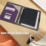 iPad Organizer Portfolio Case with Clipboard, 3-Ring Binder Padfolio File Folder with Rotating Cover Case for iPad Air / iPad Pro