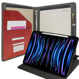 iPad Organizer Portfolio Case with Clipboard, 3-Ring Binder Padfolio File Folder with Rotating Cover Case for iPad Air / iPad Pro