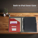 iPad Organizer Portfolio Case with Clipboard, 3-Ring Binder Padfolio File Folder with Rotating Cover Case for iPad Air / iPad Pro