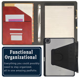iPad Organizer Portfolio Case with Clipboard, 3-Ring Binder Padfolio File Folder with Rotating Cover Case for iPad Air / iPad Pro