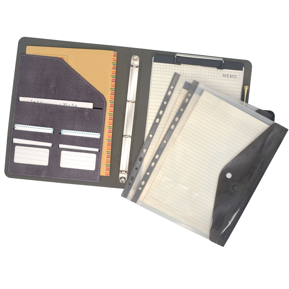 4-Ring Binder Padfolio with Whiteboard Clipboard and Expanded Document ...