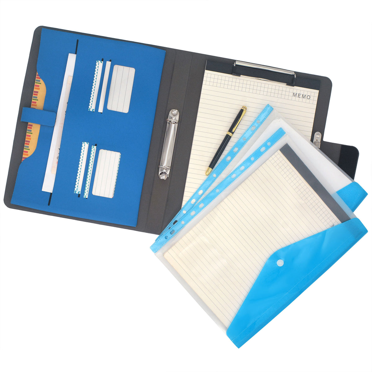 Padfolio Ring Binder with Expanded Document Bag, Organizer Portfolio F ...
