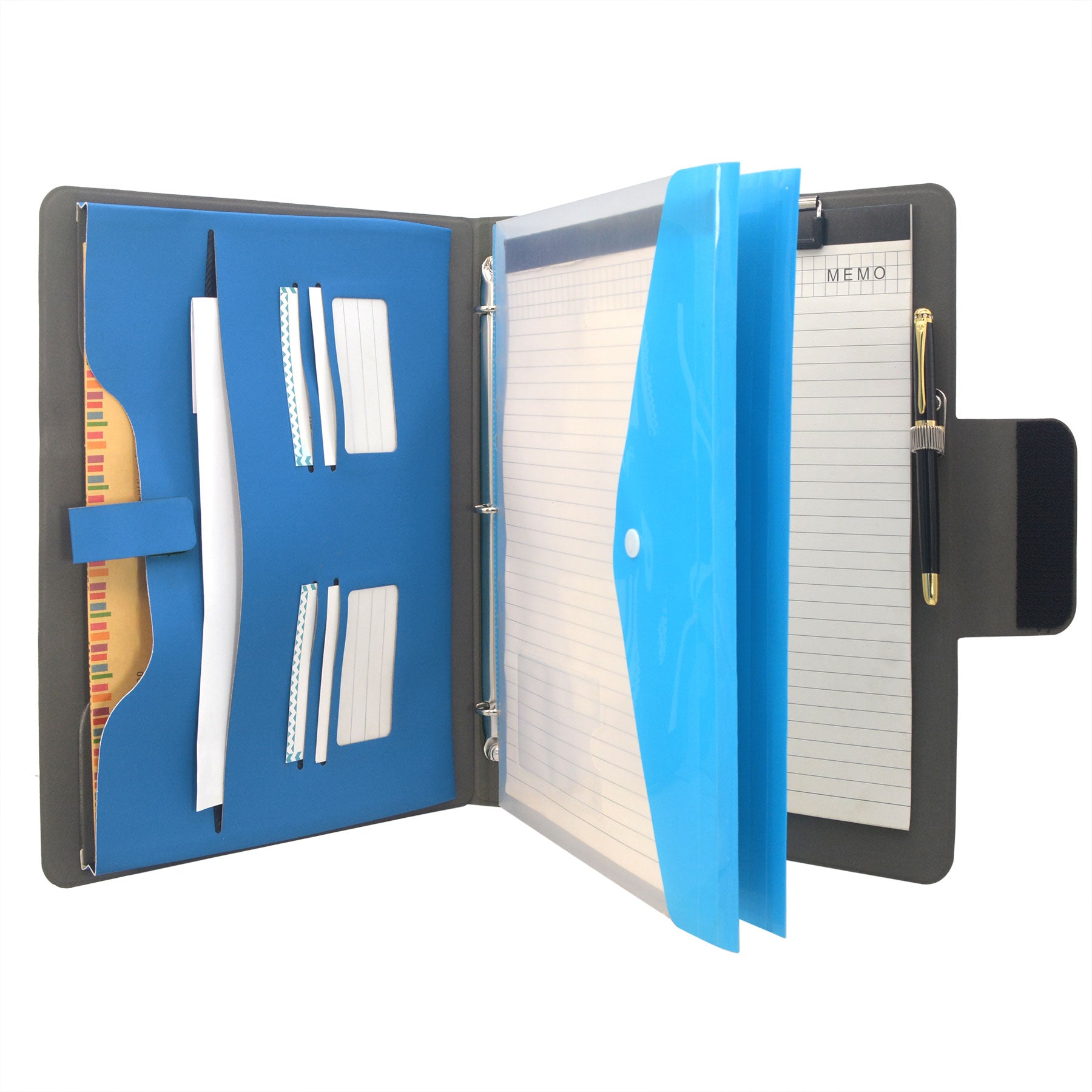 Padfolio Ring Binder with Expanded Document Bag, Organizer Portfolio F ...