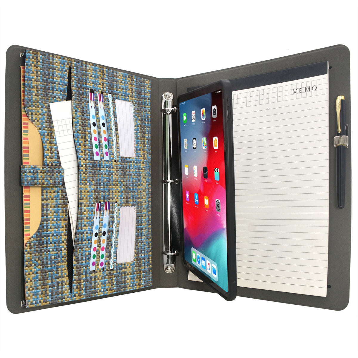Tablet Organizer Padfolio Case with 3-Ring Binder, Binder Portfolio wi ...