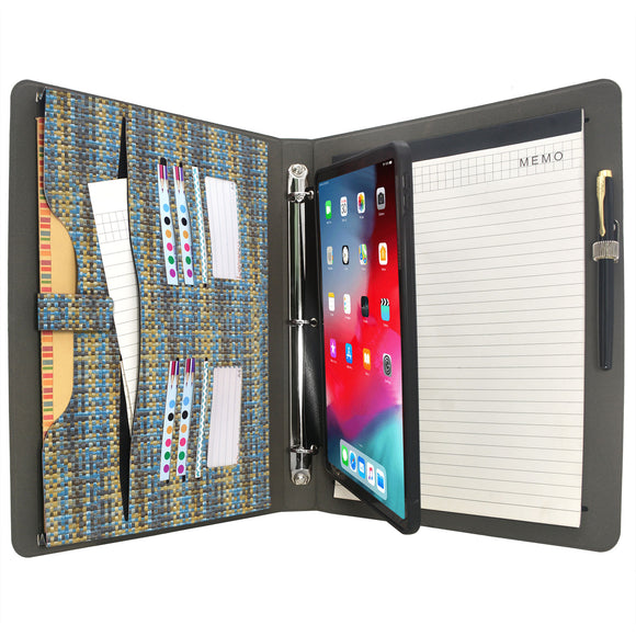 Tablet Organizer Padfolio Case with 3-Ring Binder, Binder Portfolio with Removable Tablet Holder for iPad Air/ iPad Pro 11