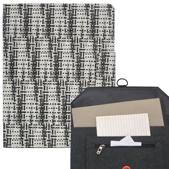 2 Ring Binder Pixel Pattern Design PU Leather Portfolio Case with Dry Erase Surface, Business Portfolio File Folder Organizer Portfolio Case