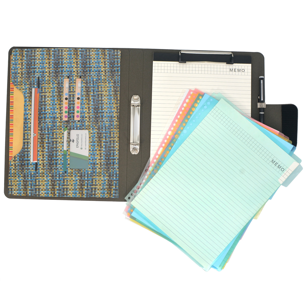 Pixel Pattern Design Padfolio Ring Binder Clipboard Case with Color Fi ...