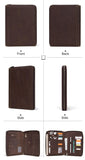 Vintage Leather Padfolio, Zipper Portfolio Organizer Case