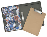 Flower Painting PU Leather Padfolio Ring Binder with Removable Clipboard, Organizer Portfolio File Folder with 2-Ring Binder
