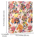 Flower Painting PU Leather Padfolio Ring Binder with Removable Clipboard, Organizer Portfolio File Folder with 4-Ring Binder