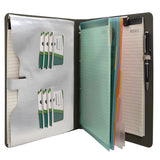 Binder Padfolio Organizer with Color File Folders, Organizer Portfolio File Folder with 4-Ring Binder and Clipboard