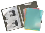Binder Padfolio Organizer with Color File Folders, Organizer Portfolio File Folder with 4-Ring Binder and Clipboard