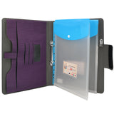 Padfolio Ring Binder with Expanded Document Bag, Business Organizer Portfolio with 2-Ring Binder and Clipboard