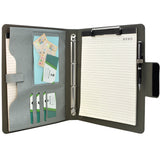 Ring Binder Padfolio with A4 Expanded Document Bag, Business Organizer Portfolio with 4-Ring Binder and Clipboard