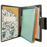 Padfolio Ring Binder with Color File Folders, 2-Ring Binder Portfolio  A4 Binder Padfolio Organizer Document Case
