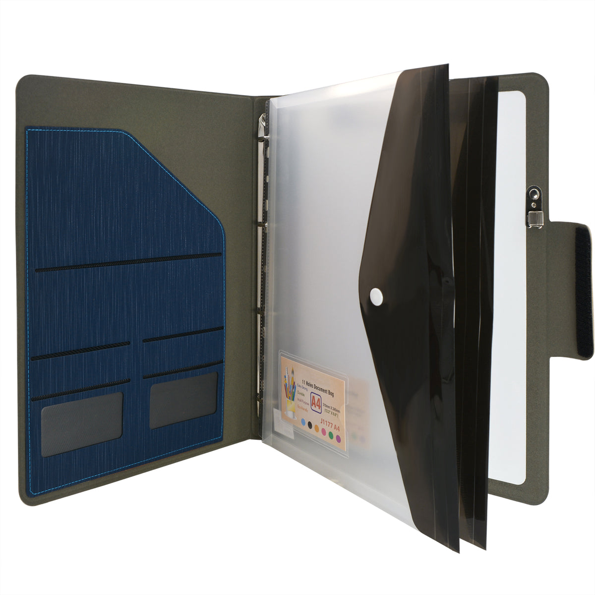 4-Ring Binder Padfolio with Whiteboard Clipboard and Expanded Document ...