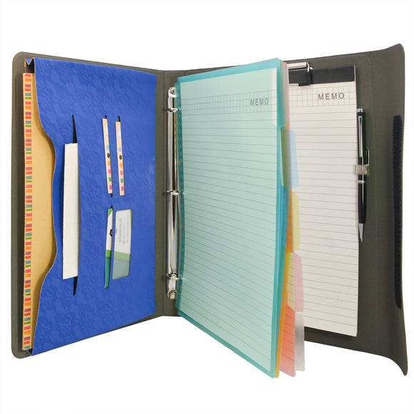 Binder Padfolio Organizer with Color File Folders, Business and