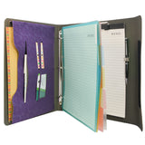 Padfolio Ring Binder with Color File Folders, Organizer Portfolio File Folder with 3-Ring Binder and Clipboard