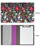 Flower Painting PU Leather Portfolio Case with Dry Erase Surface, Business Portfolio File Folder Organizer Portfolio Case
