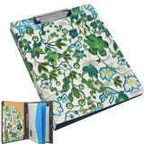 2 Ring Binder Padfolio File Folder with Expanded Document Bag, Flower Painting PU Leather Padfolio Ring Binder with Clipboard