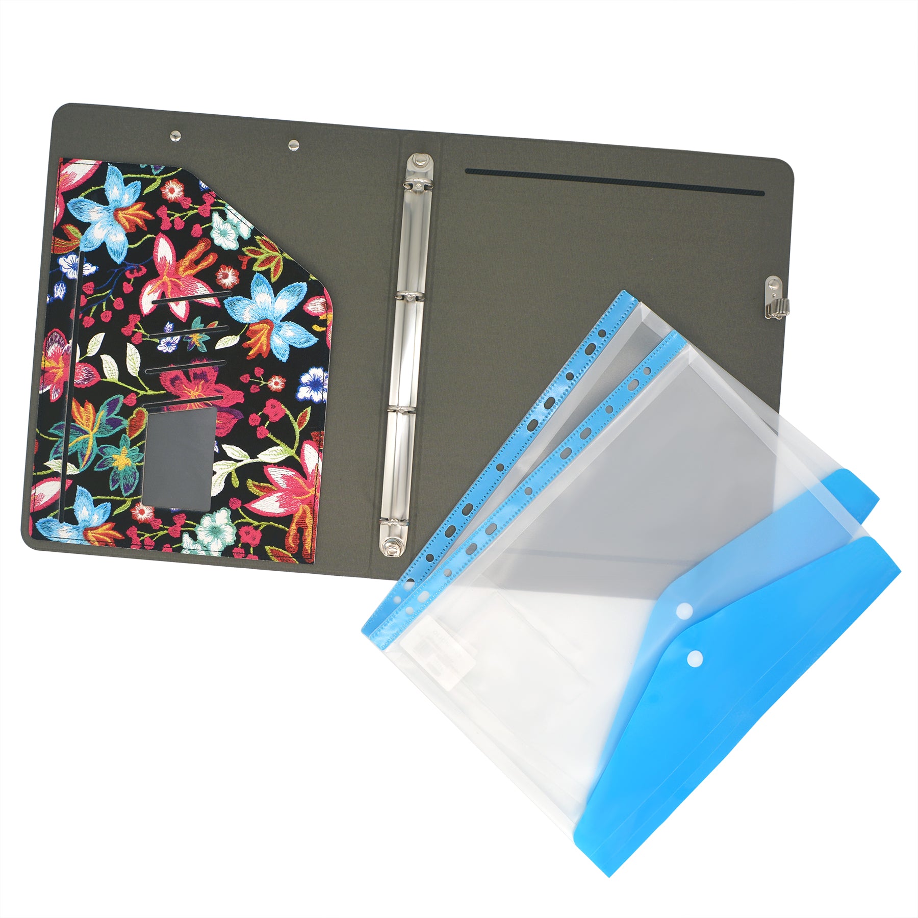 4 Ring Binder Padfolio File Folder with Expanded Document Bag, Flower –  epadfolios