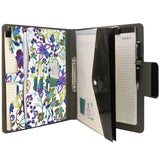 Padfolio Ring Binder with Expanded Document Bag, Flower Texture PU Leather Organizer Portfolio with 2-Ring Binder and Clipboard