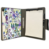 Padfolio Ring Binder with Expanded Document Bag, Flower Texture PU Leather Organizer Portfolio with 2-Ring Binder and Clipboard