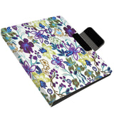 Padfolio Ring Binder with Expanded Document Bag, Flower Texture PU Leather Organizer Portfolio with 3-Ring Binder and Clipboard