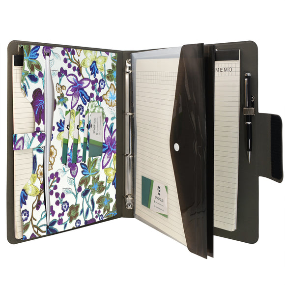 Padfolio Ring Binder with Color File Folders, Flower Painting PU Leath –  epadfolios