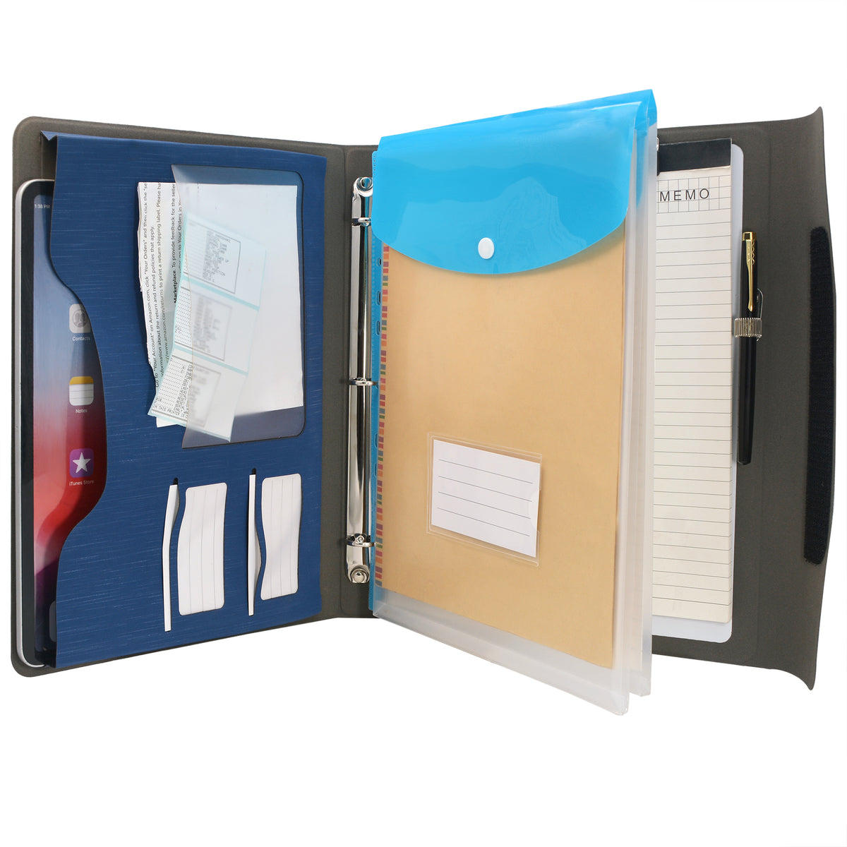 3-Ring Binder Portfolio with Whiteboard Clipboard and Expanded Documen ...