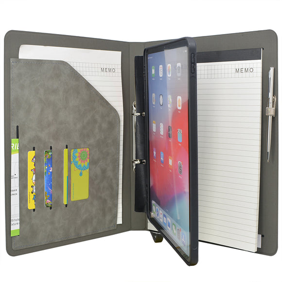 iPad Organizer Padfolio with 2-Ring Binder, Binder Portfolio with Removable Tablet Holder for iPad 10.5