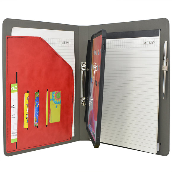iPad Organizer Padfolio with 2-Ring Binder, Binder Portfolio with Removable Tablet Holder for iPad 10.5