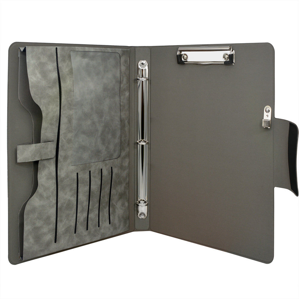 Binder Portfolio Organizer with Color File Folders, Business and Interview  Padfolio with 3-Ring Binder, Clipboard