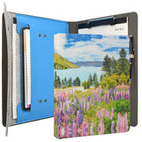 Painting PU Leather Padfolio Organizer Portfolio, Business Portfolio File Folder with Clipboard and Document Pocket