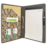 Padfolio Ring Binder File Folder with Removable Clipboard, Snake Texture PU Leather Portfolio Organizer Case with 2-Ring Binder