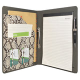 Padfolio Ring Binder File Folder with Removable Clipboard, Snake Texture PU Leather Portfolio Organizer Case with 2-Ring Binder