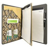 Padfolio Ring Binder File Folder with Removable Clipboard, Snake Texture PU Leather Portfolio Organizer Case with 4-Ring Binder