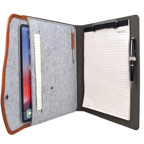 Business Padfolio File Folder,  Snake Texture PU Leather Portfolio Organizer Case with Clipboard and Document Pocket