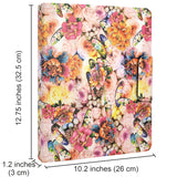 Padfolio Ring Binder with Color File Folders, Flower Painting PU Leather Organizer Portfolio with 2-Ring Binder and Clipboard