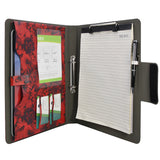 Padfolio Ring Binder with Color File Folders, Flower Painting PU Leather Organizer Portfolio with 2-Ring Binder and Clipboard