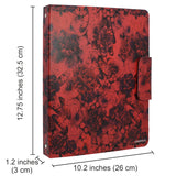 Padfolio Ring Binder with Color File Folders, Flower Painting PU Leather Organizer Portfolio with 4-Ring Binder and Clipboard