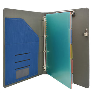 Binder Padfolio Organizer with Color File Folders, Business and Interview Portfolio with 4-Ring Binder, Clipboard