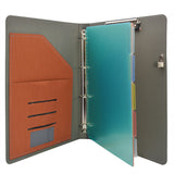 Binder Padfolio Organizer with Color File Folders, Business and Interview Portfolio with 4-Ring Binder, Clipboard