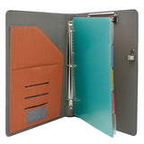 Binder Padfolio Organizer with Color File Folders, Business and Interview Portfolio with 3-Ring Binder, Clipboard