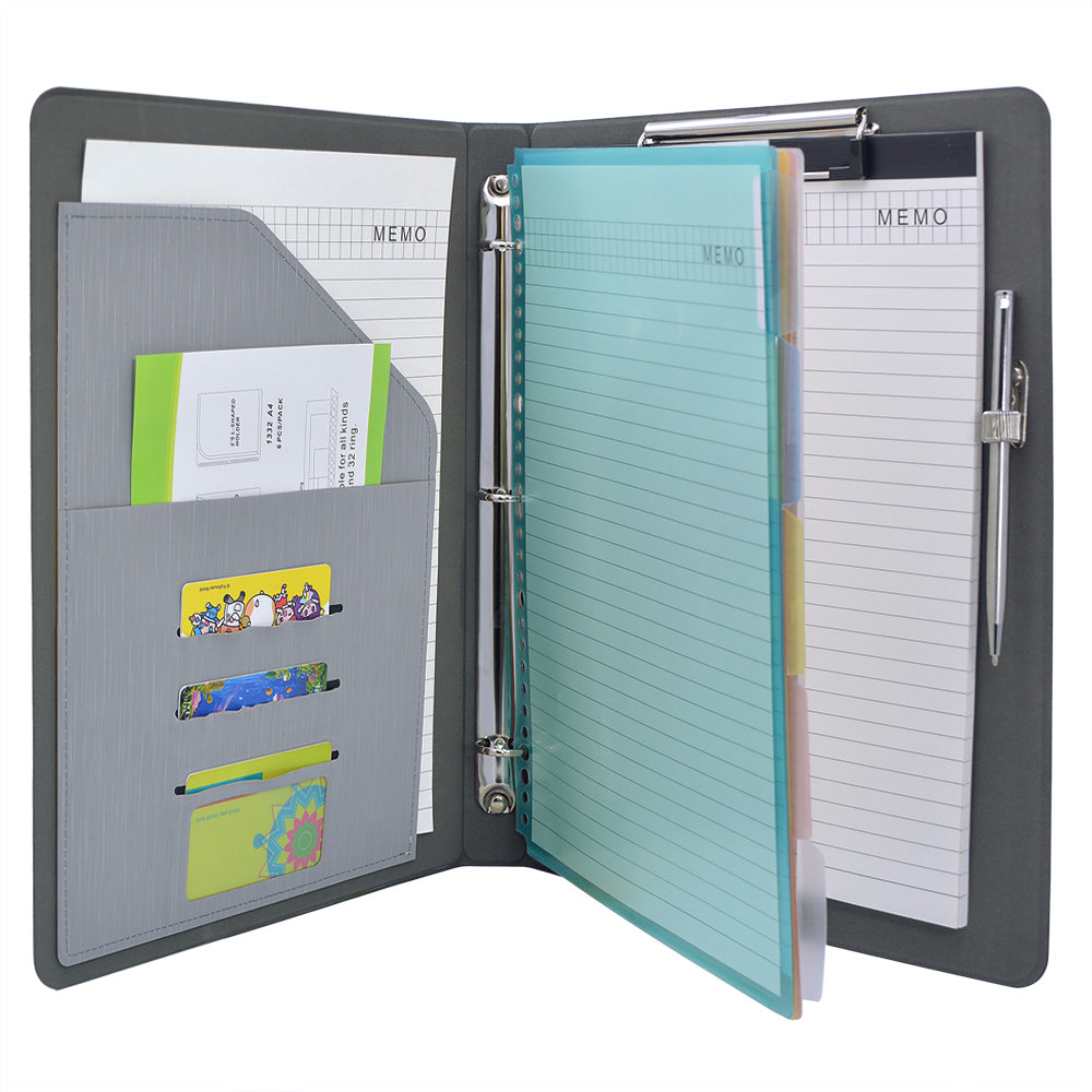 Binder Padfolio Organizer with Color File Folders, Business and