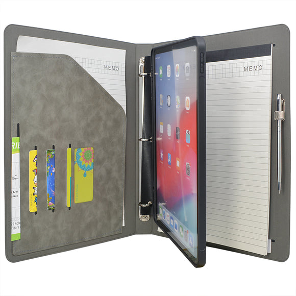 Tablet Organizer Padfolio with 3-Ring Binder, Binder Portfolio with Removable Tablet Holder for iPad 10.5